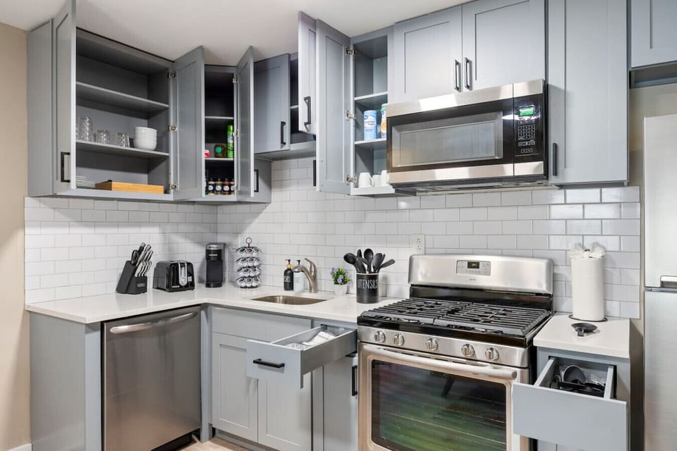 Prepare delicious meals in this well-equipped kitchen.