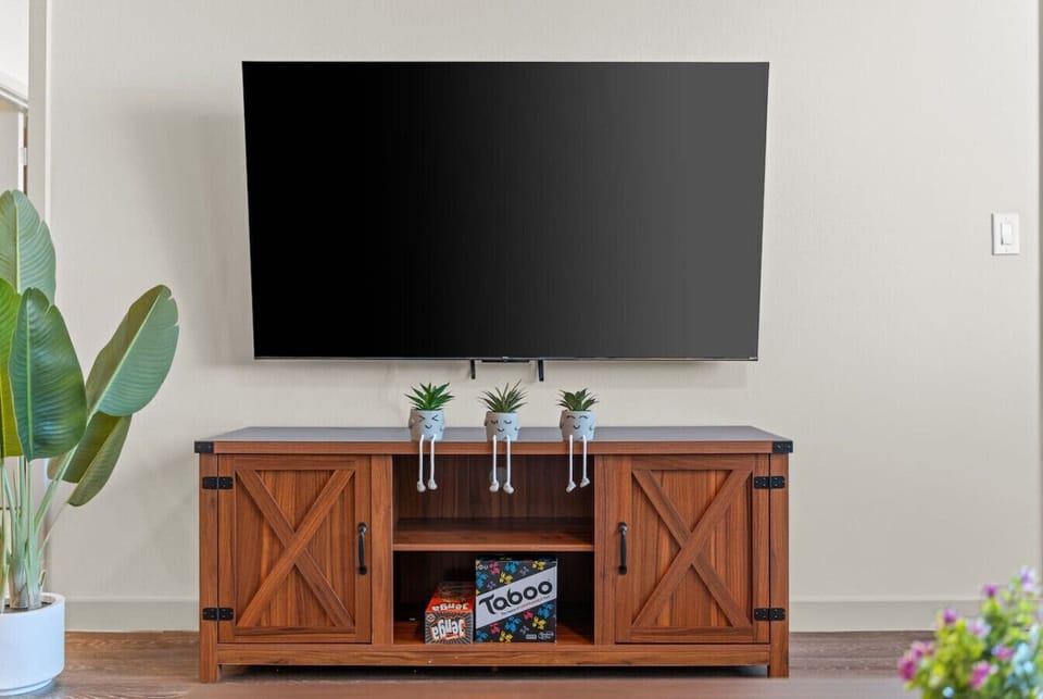 Enjoy movie nights and game nights with our smart TV and selection of games.