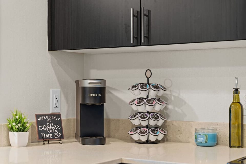 We`ve got your morning caffeine fix covered with a Keurig coffee maker and a variety of K-Cups.