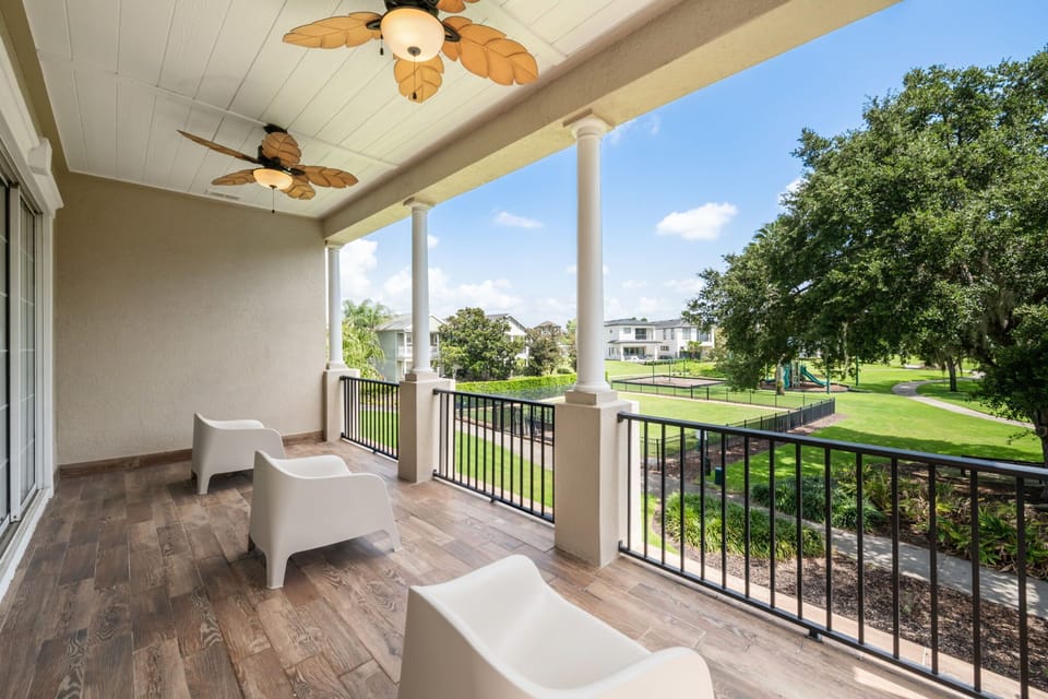 Peaceful porch with no rear neighbors.