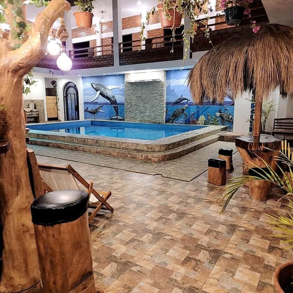 Outdoor pool, pool umbrellas