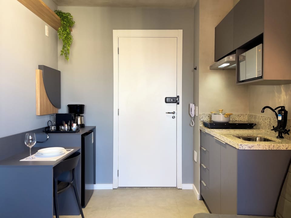 Apartment | Private kitchen | Microwave, stovetop, cookware/dishes/utensils