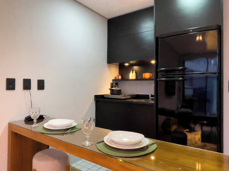 Apartment | Private kitchen | Fridge, microwave, stovetop, cookware/dishes/utensils