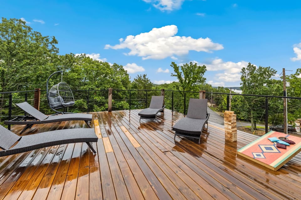 Layout on the chairs, share a meal, sit around the fire, or play one of the outdoor games!