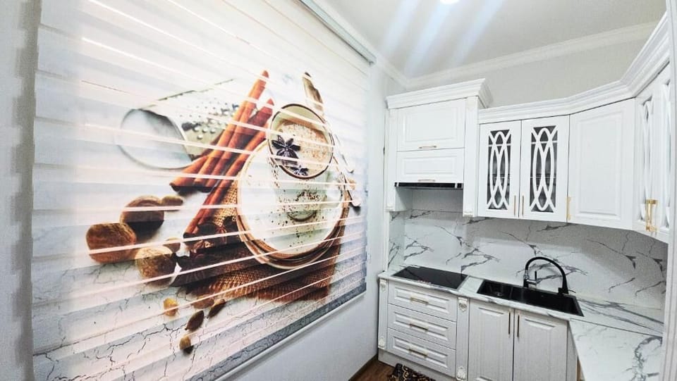 Mini-fridge, microwave, oven, stovetop