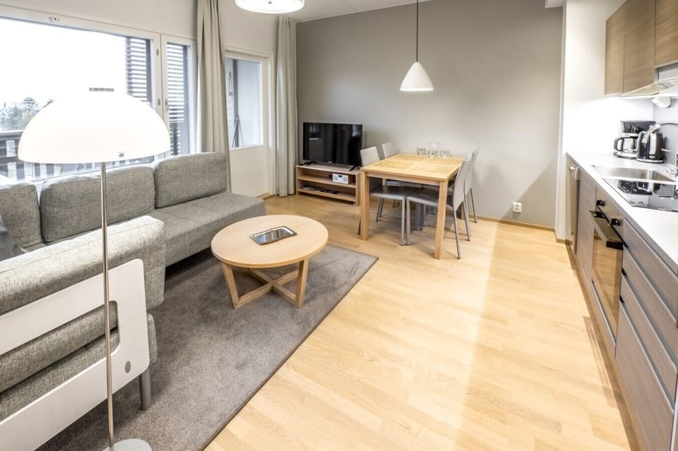 Living room with open kitchen