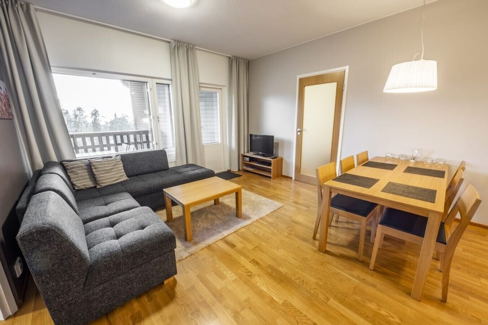 Living area with open kitchen
