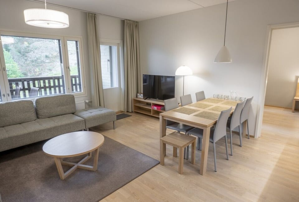 Living area with open kitchen