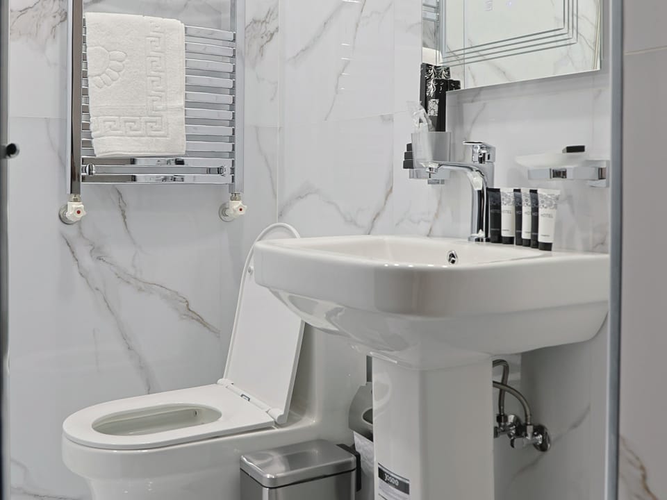 Classic Triple Room | Bathroom | Shower, hair dryer, towels, soap