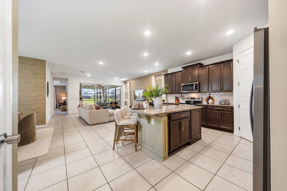 Fully equipped kitchen with plenty of counter space for cooking and entertaining