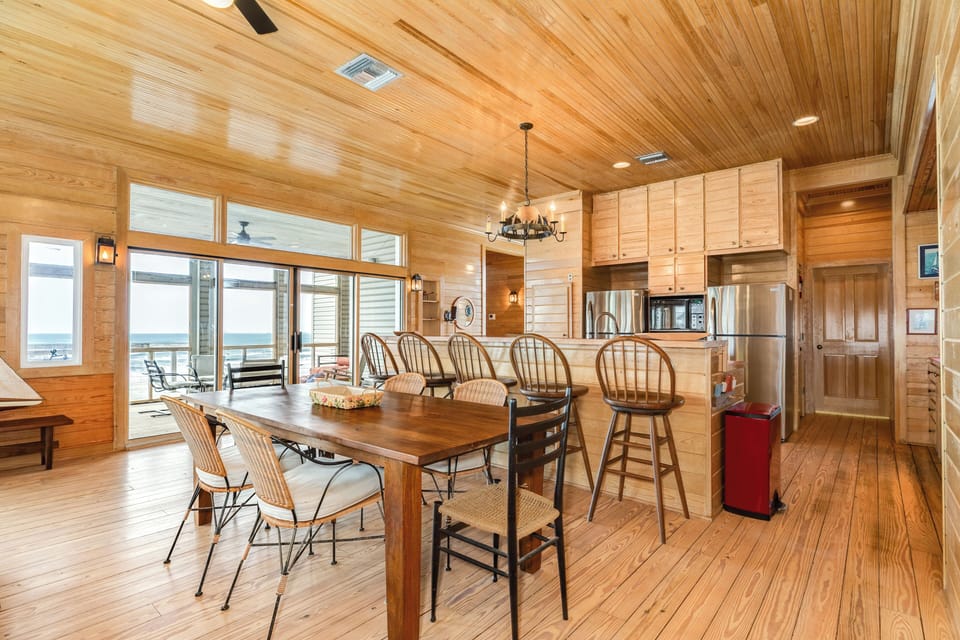 Dine indoors or head out to the outdoor deck