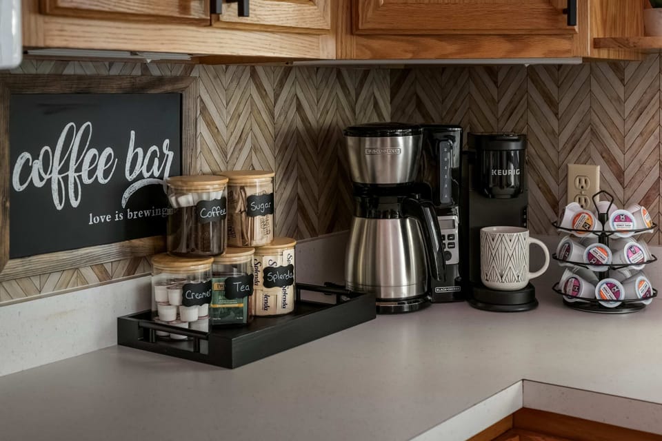 The dedicated coffee bar, ready for slow mornings