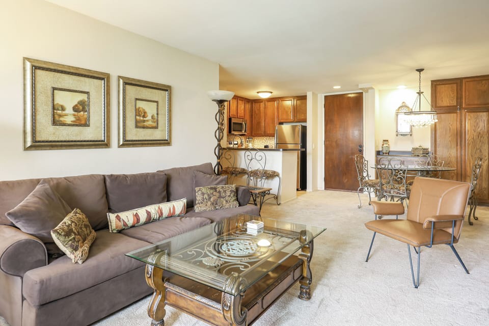 Condo, 1 Queen Bed with Sofa bed, Ocean View (F212 Bahama Hideaway) | Living area | Fireplace