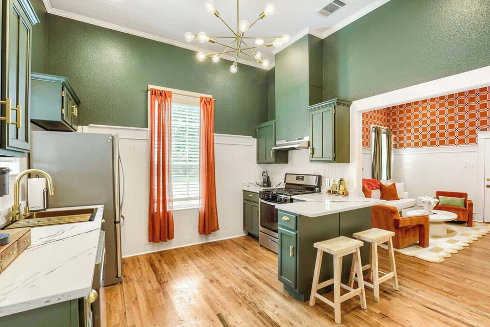 Fully equipped kitchen with everything needed for weekend trips or extended stays.