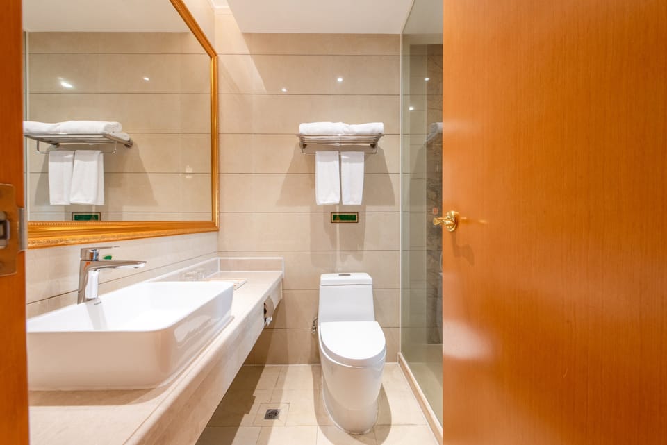 Luxury Twin Room, City View | Bathroom | Shower, rainfall showerhead, free toiletries, hair dryer