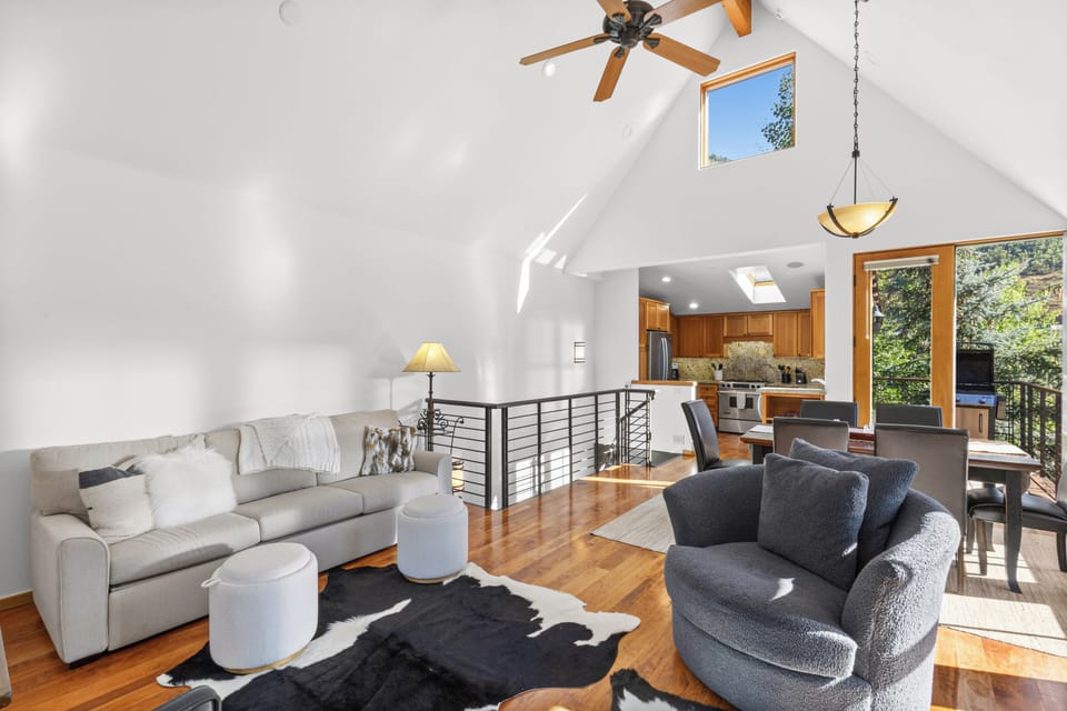 Living and dining area with stunning mountain views.