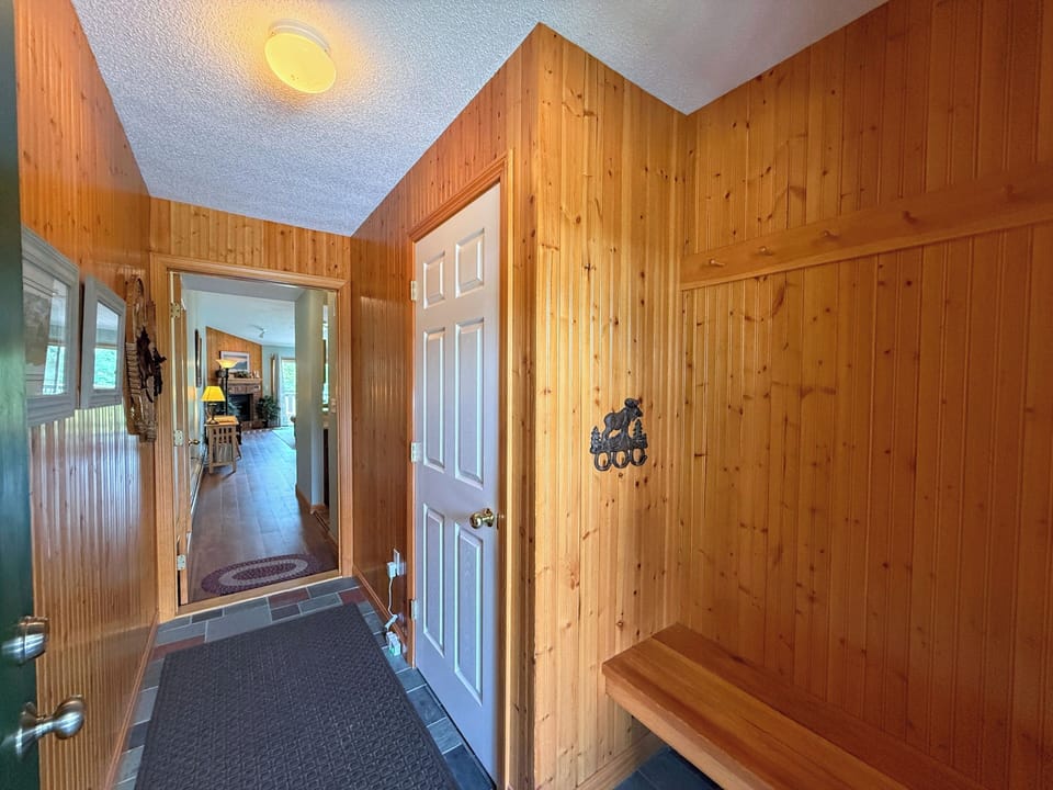 Entryway with bench and hooks