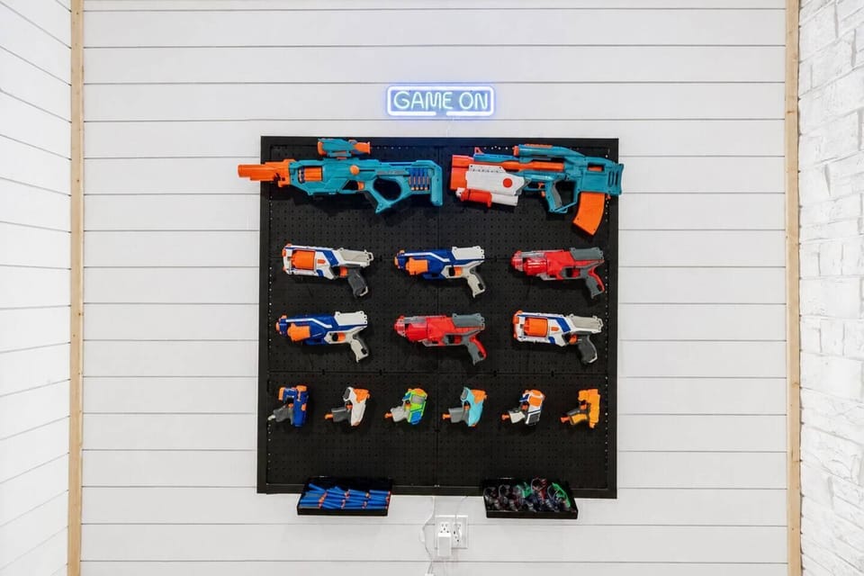 "Game On" Nerf wall — endless family fun for all ages 🎯