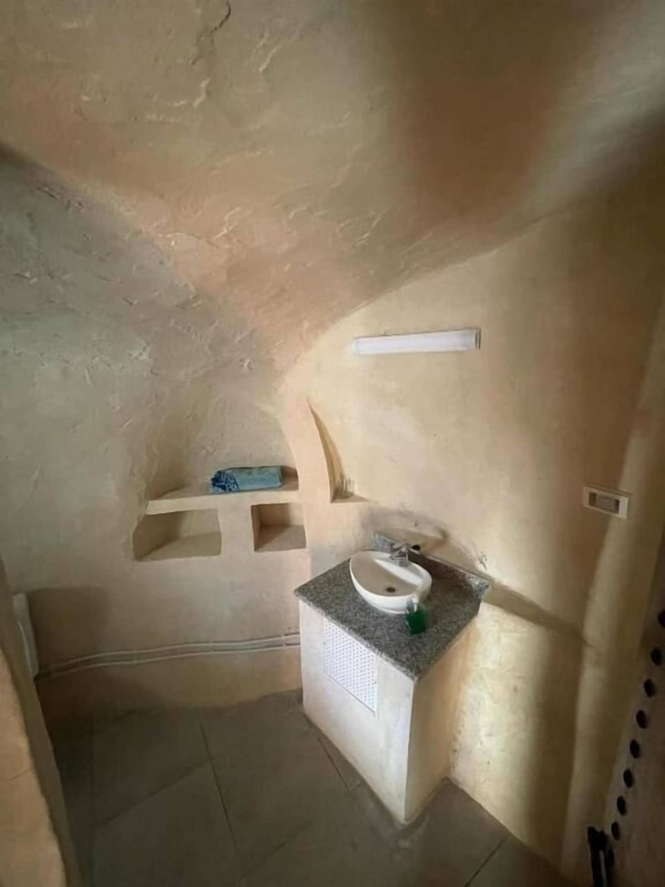 Hair dryer, slippers, towels, soap