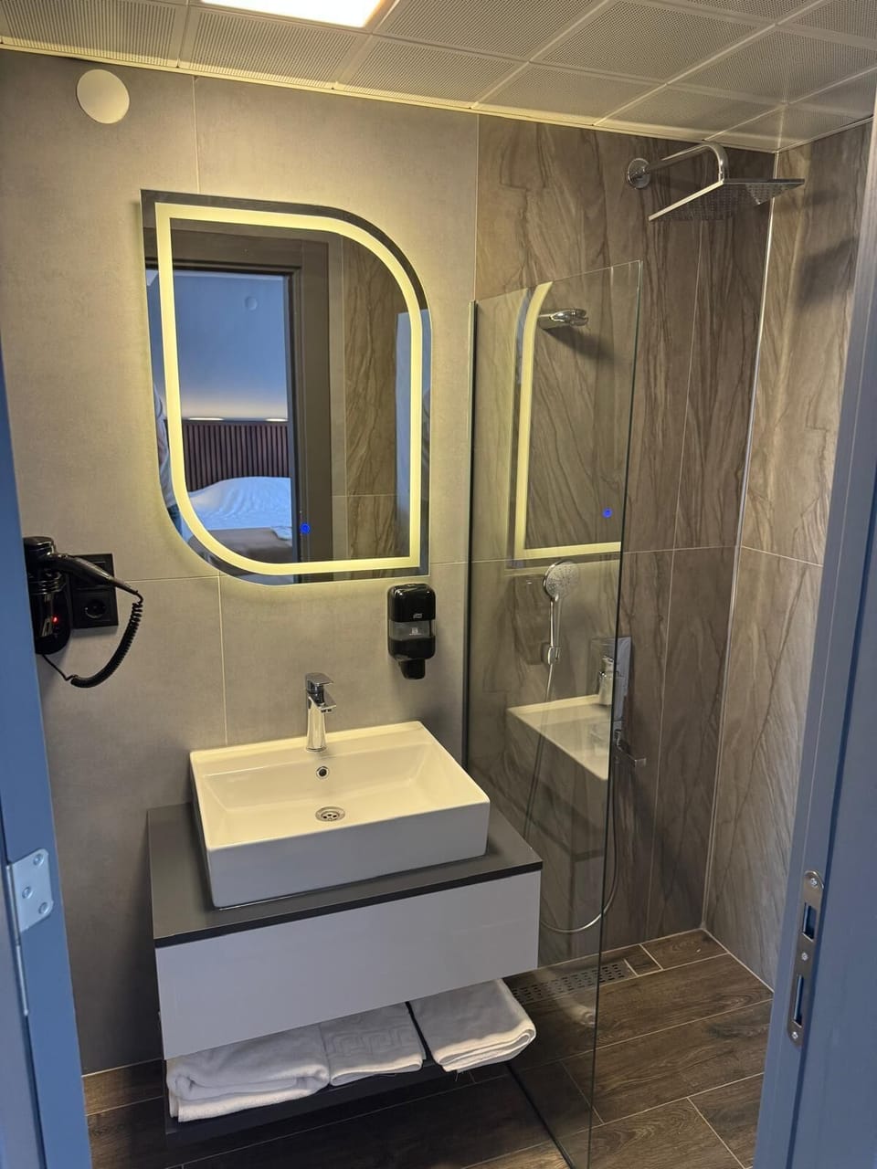 Standard Double Room, Balcony, City View | Bathroom | Shower, hair dryer, slippers, towels