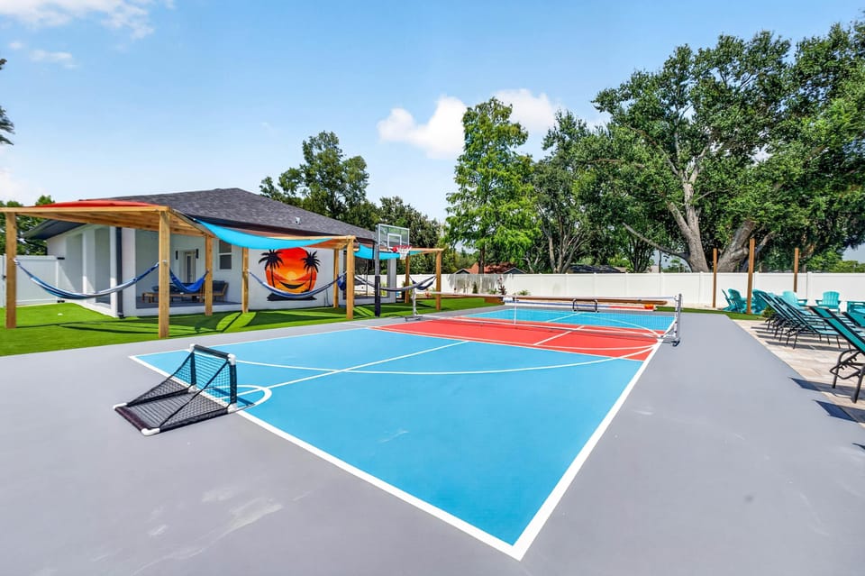 Spacious Outdoor Pickleball Court with Seating & Relaxing Views
