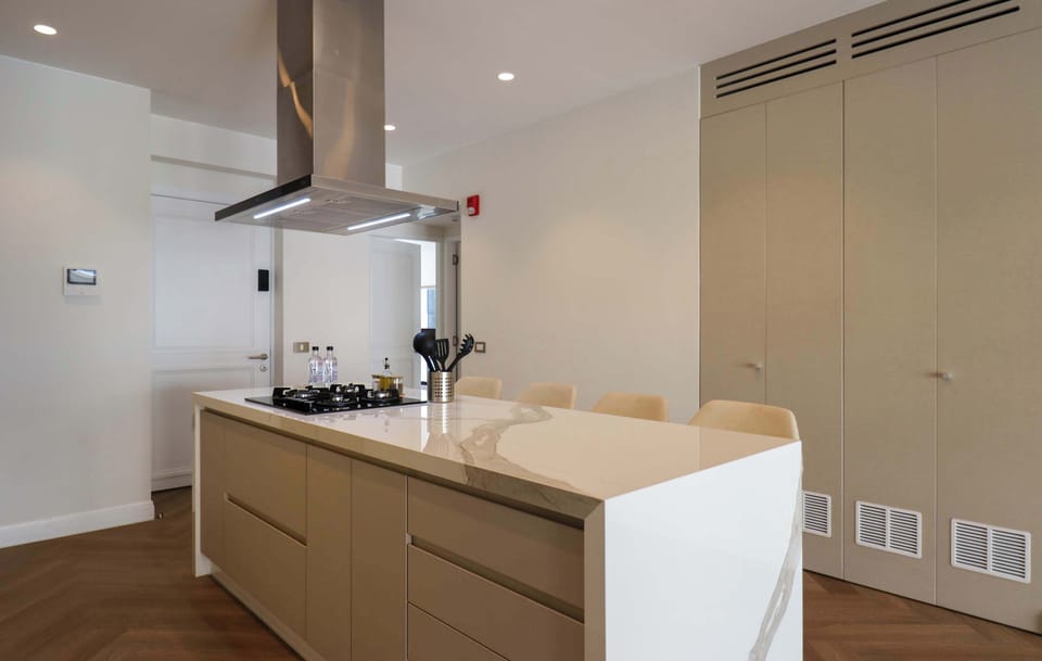 Stylish kitchen island, perfect for cooking and gathering together.