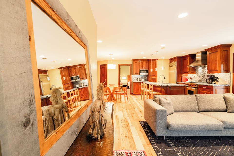 Kitchen and living area, open concept