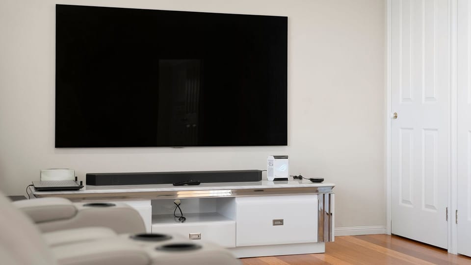 Settle in for a movie night in the comfortable media room.