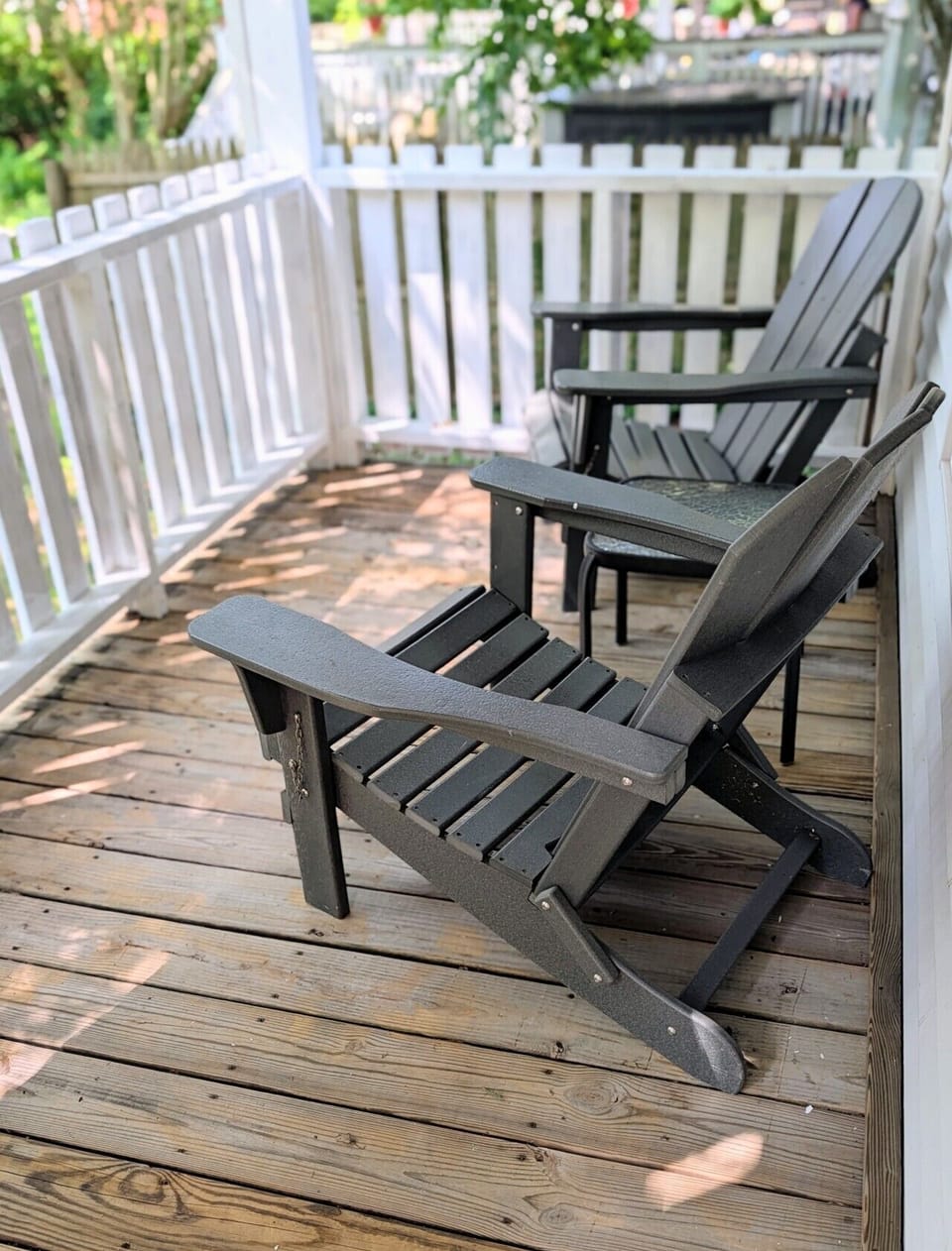 Adirondack sitting area for morning coffee