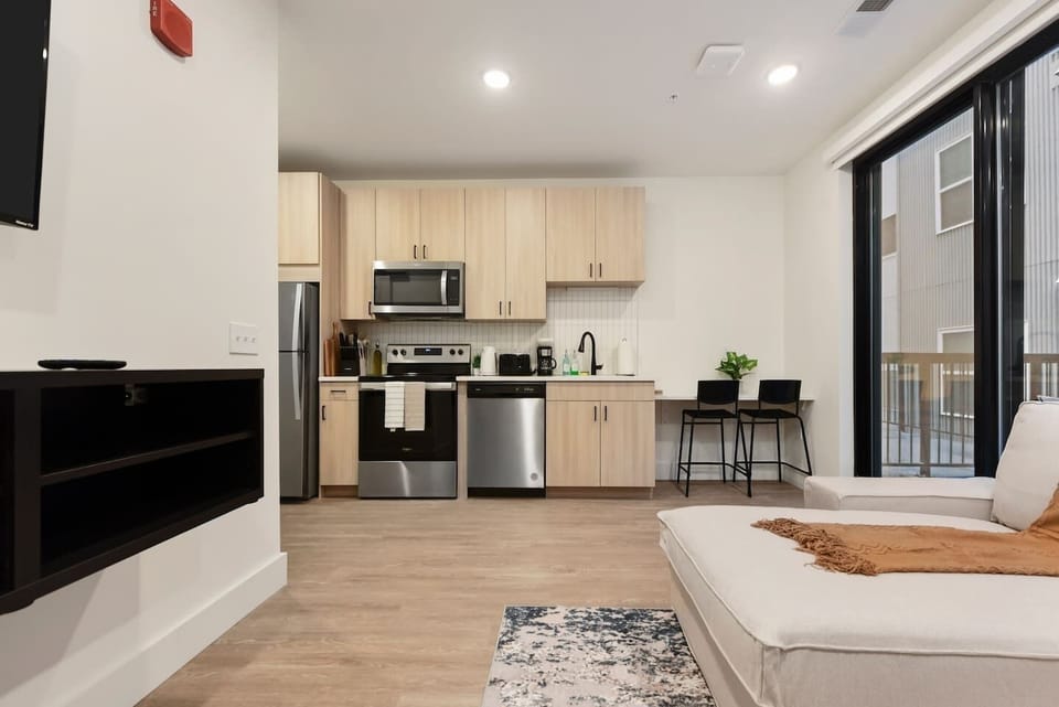NEW Kitchen With Stainless Steel Appliances + Work Area
