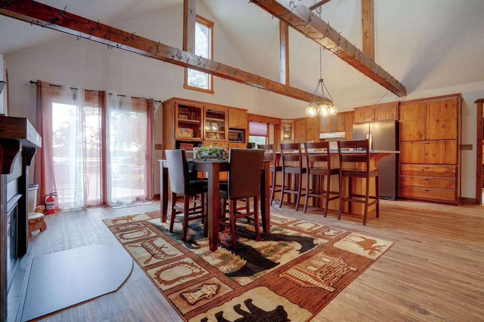 Dining & Kitchen Area | 2-Story Home | Central Heating & A/C