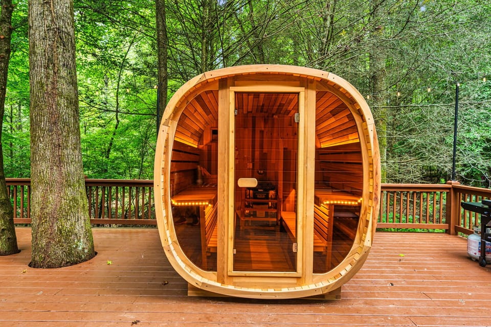 6 Person Premium Spliced Red Cedar Outdoor Sauna Room With Tinted Glass Door