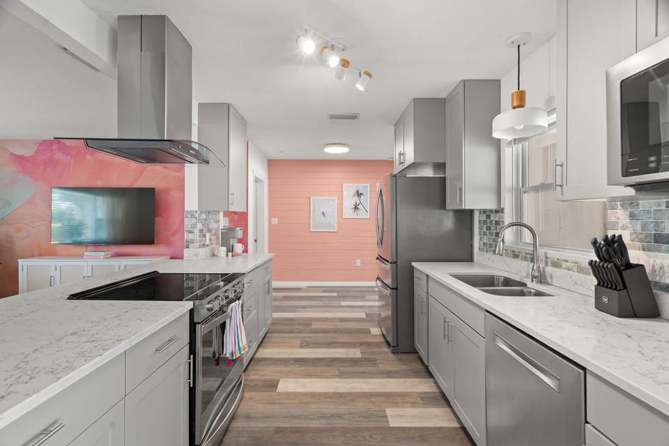 Cook your family a meal in our well-equipped kitchen.