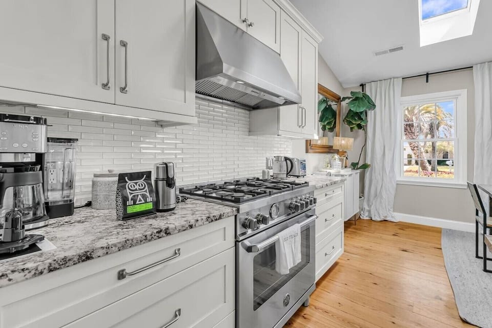 Sure, restaurants are great. But sometimes you just want to cook breakfast in your pajamas, right? That`s why our kitchen comes with everything from a gas range to that coffee maker you wish you had at home.
