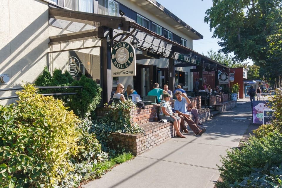 Outdoor sidewalk cafe dining steps away for quick morning coffee or casual meals.