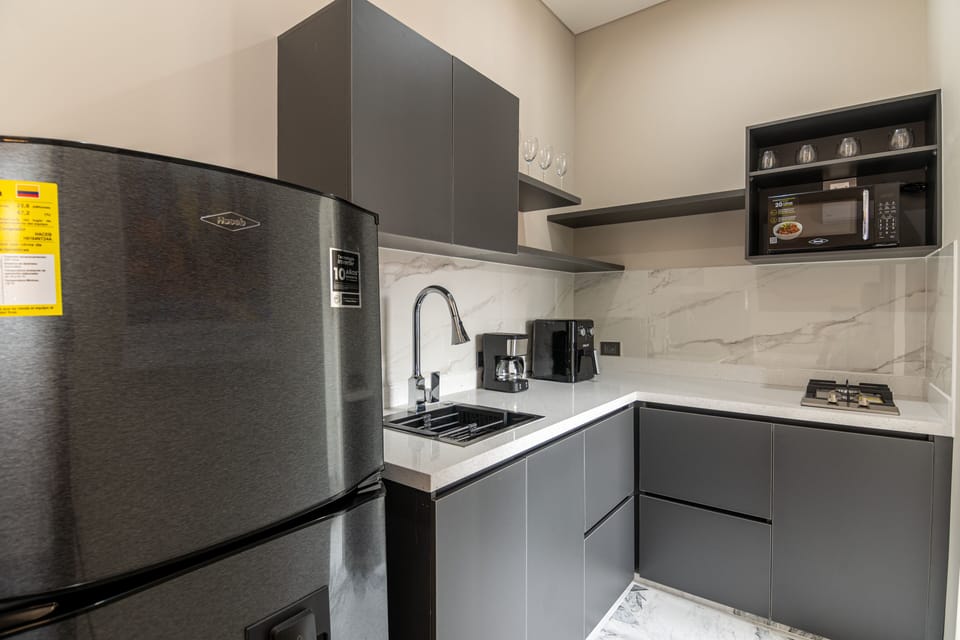 Superior Studio, Kitchen, City View | Private kitchen