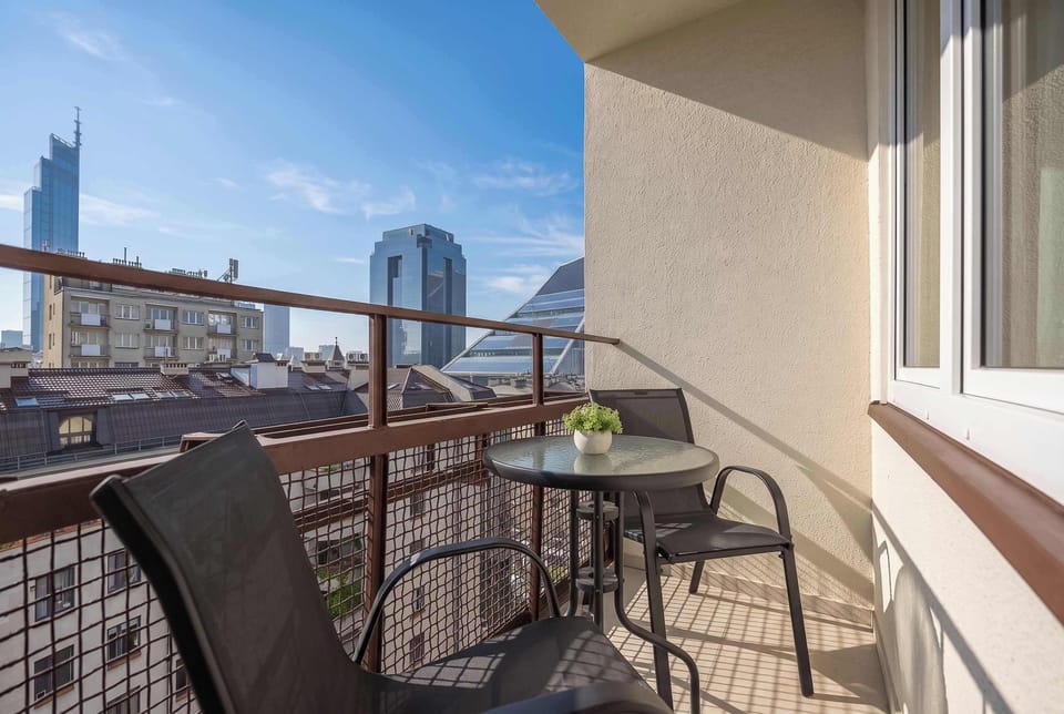 The loggia provides a perfect spot for enjoying the fresh air.
