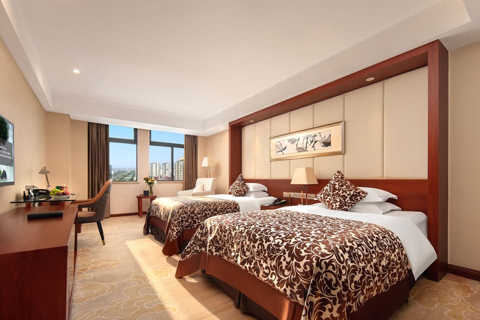 Executive Double Room, City View | In-room safe, desk, laptop workspace, blackout drapes