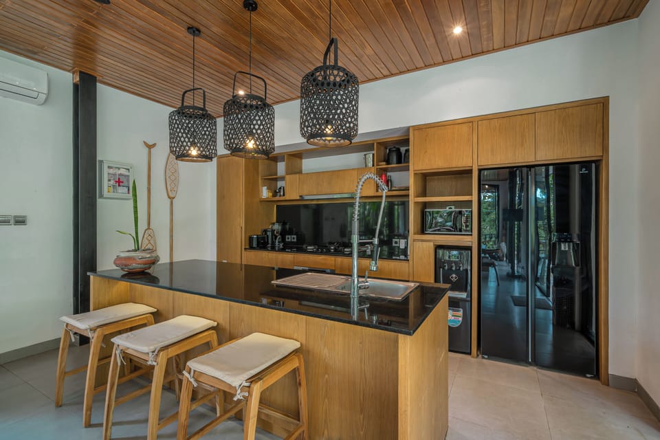 Villa, Pool View | Private kitchen | Coffee/tea maker, fridge, microwave, oven