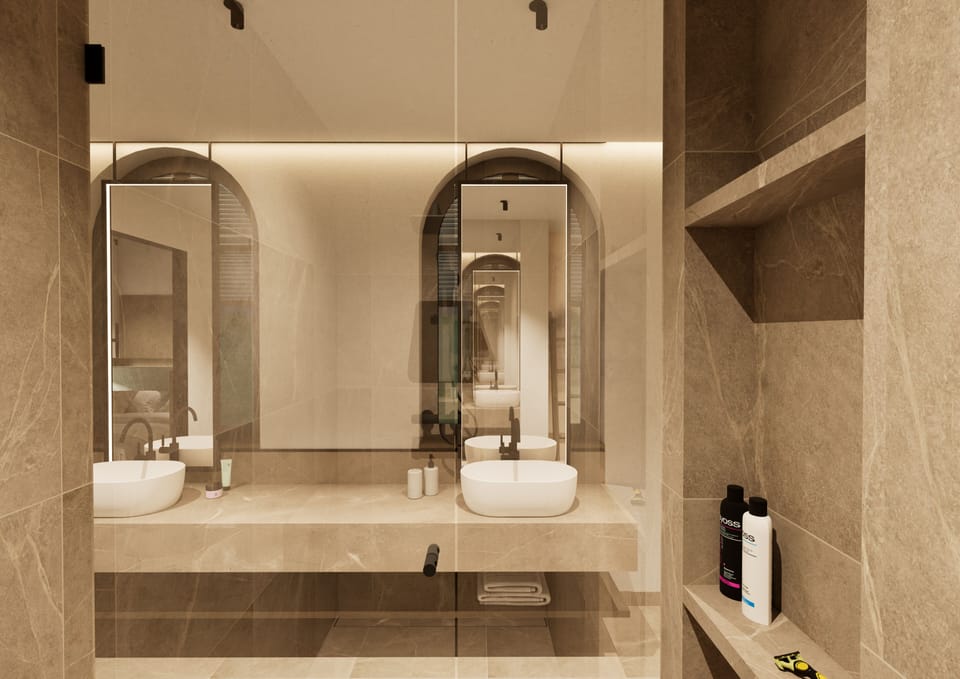 Deluxe Double Room | Bathroom | Hair dryer, bathrobes, towels, soap
