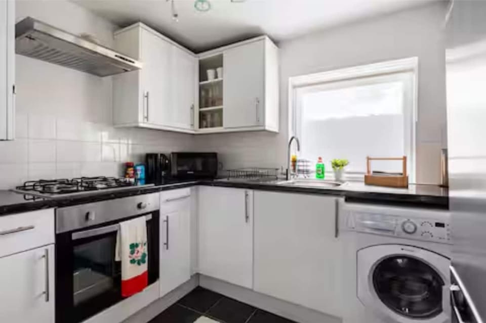 Fridge, microwave, oven, electric kettle