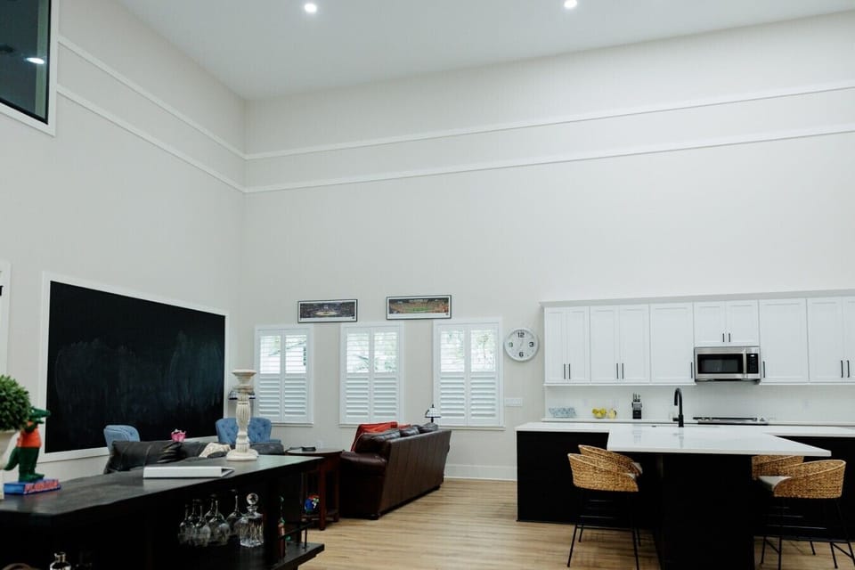 Gather together in the spacious living room.