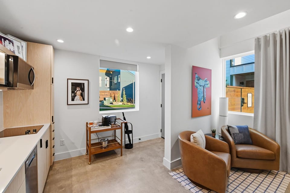 A stylish living space with designer finishes and a smart TV for movie nights and game day. Plenty of room to spread out and settle in.