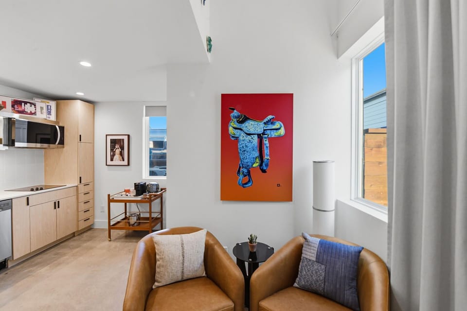 A stylish living space with designer finishes and a smart TV for movie nights and game day. Plenty of room to spread out and settle in.
