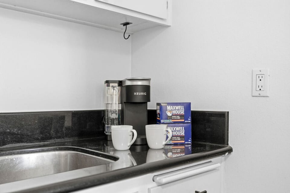 Coffee made easy with the Keurig provided.