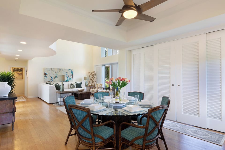 Shutters throughout the townhouse keep things comfortable during golden sunsets