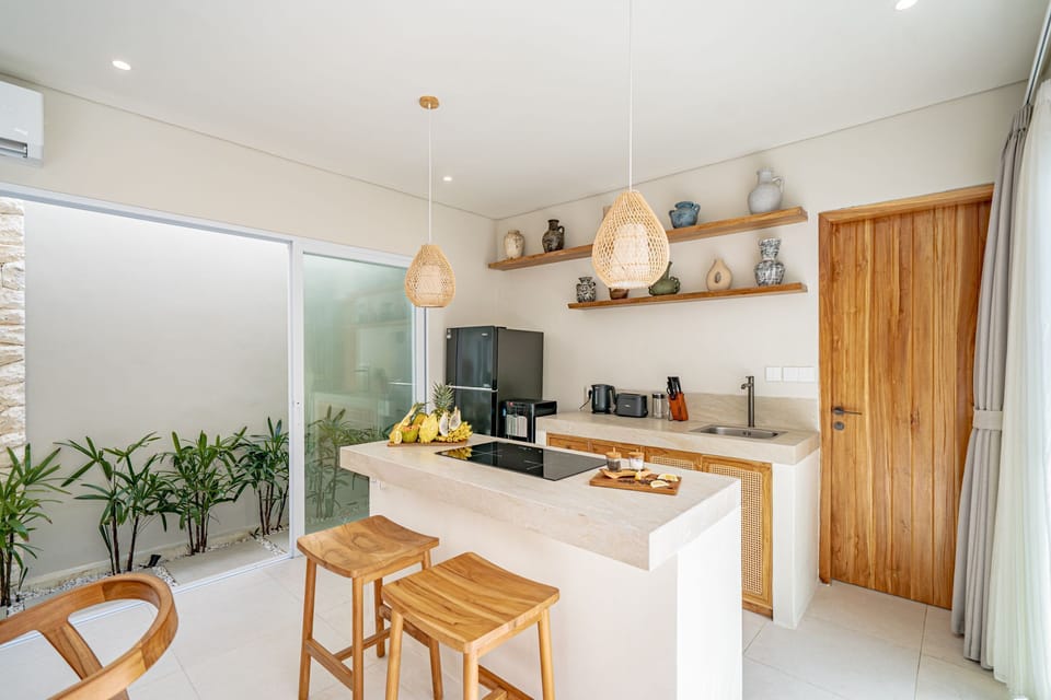 Deluxe Villa, 2 Bedrooms, Patio, Pool View | Private kitchen | Coffee/tea maker, fridge, microwave, stovetop