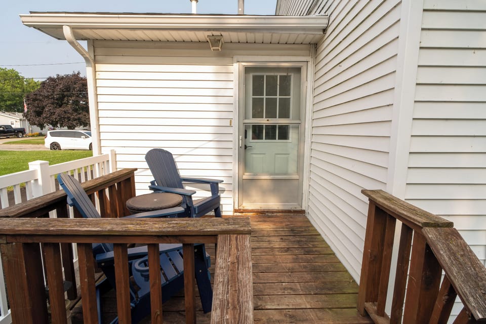 Enjoy a cup of coffee on these Adirondack chairs on the back deck or just enjoy the sunshine.