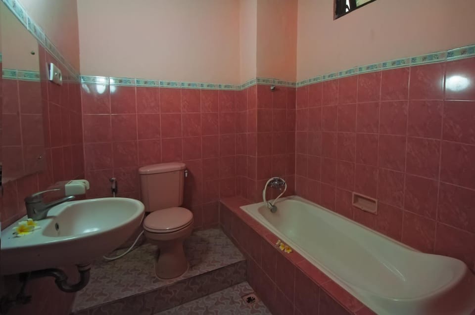 Combined shower/tub, towels