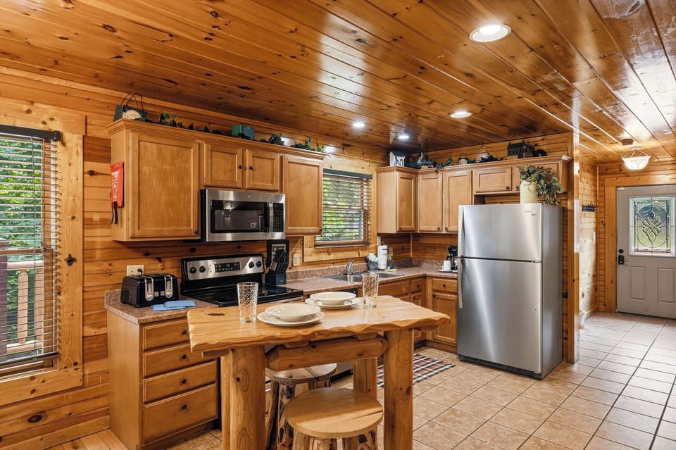Open kitchen and dining space for group meals